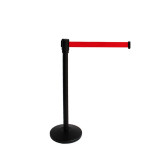 黑色慢伸縮型伸縮帶隔離柱（黑色）一米線欄桿 隔離帶警示柱 14495 - 黑色L2mxH910mm