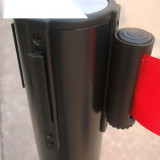 黑色慢伸縮型伸縮帶隔離柱（黑色）一米線欄桿 隔離帶警示柱 14495 - 黑色L2mxH910mm