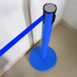 慢伸縮型伸縮帶隔離柱（藍色）不鏽鋼一米線欄桿 鋼製警示柱 14498 - 藍色Φ63mm H910mm W320mm