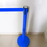 慢伸縮型伸縮帶隔離柱（藍色）不鏽鋼一米線欄桿 鋼製警示柱 14498 - 藍色Φ63mm H910mm W320mm