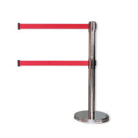 雙層伸縮帶隔離柱（不鏽鋼色）雙層隔離帶警示柱 一米線欄桿 14503 - 本色Φ51mm H910mm W320mm