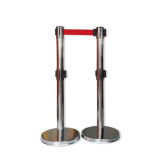 雙層伸縮帶隔離柱（不鏽鋼色）雙層隔離帶警示柱 一米線欄桿 14503 - 本色Φ51mm H910mm W320mm