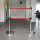 雙層伸縮帶隔離柱（不鏽鋼色）雙層隔離帶警示柱 一米線欄桿 14503 - 本色Φ51mm H910mm W320mm