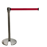 慢伸縮型U型底座伸縮帶隔離柱（不鏽鋼色）伸縮帶一米線警示柱 14505 - 原色Φ63mmH890mm 底盤Φ360mm