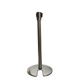 慢伸縮型U型底座伸縮帶隔離柱（不鏽鋼色）伸縮帶一米線警示柱 14505 - 原色Φ63mmH890mm 底盤Φ360mm