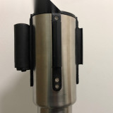 慢伸縮型U型底座伸縮帶隔離柱（不鏽鋼色）伸縮帶一米線警示柱 14505 - 原色Φ63mmH890mm 底盤Φ360mm