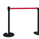 慢伸縮型U型底座伸縮帶隔離柱（黑色）伸縮分隔帶一米線欄桿 14506 - 黑色H890xW320mm