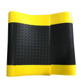 工業警示防滑地墊 PVC耐油橡膠腳墊 工廠倉庫車間 鋼花紋黑黃色60×90cm 15909 - 黑+黃邊60×90cm