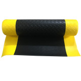 工業警示防滑地墊 PVC耐油橡膠腳墊工廠倉庫車間 鋼花紋黑黃色90×150cm 15910 - 黑+黃邊60×90cm
