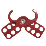 經濟型鋼製安全鎖鉤（小號）安全鎖具扣環 六孔鎖具 14720 - 紅色40x115mmΦ25mm