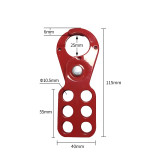 經濟型鋼製安全鎖鉤（小號）安全鎖具扣環 六孔鎖具 14720 - 紅色40x115mmΦ25mm