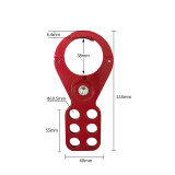 經濟型鋼製安全鎖鉤（大號）安全扣環 六孔安全鎖具 14721 - 紅色40x128mmΦ38mm