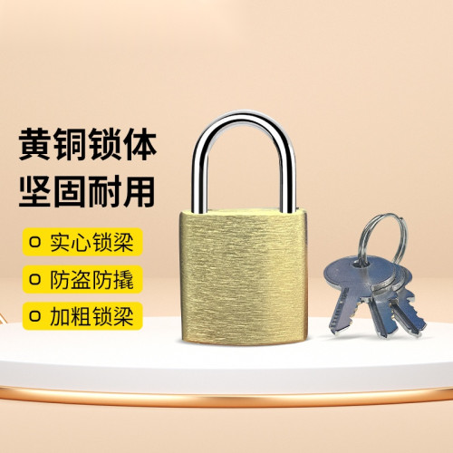 黃銅掛鎖 實心銅掛鎖 抽屜鎖 置物鎖 箱包鎖 門鎖 電櫃電箱鎖 20mm 14751 - 原色11*9*2cm