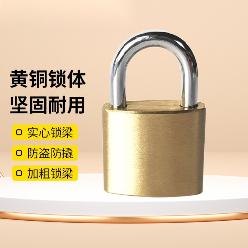 黃銅掛鎖 實心銅掛鎖 抽屜鎖 置物鎖 門鎖 倉庫鎖 電櫃電箱鎖 40mm 14754 - 原色40x33x54.8mm