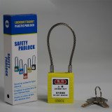 鋼纜線安全掛鎖（黃色）上鎖掛牌掛鎖頭 加標鎖定安全掛鎖 14686 - 黃色38x45mm Φ3.2mm×150mm