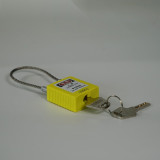 鋼纜線安全掛鎖（黃色）上鎖掛牌掛鎖頭 加標鎖定安全掛鎖 14686 - 黃色38x45mm Φ3.2mm×150mm