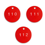 圓形塑膠號碼吊牌（100個裝）φ29mm 紅/白 編號101-200 14775 - 紅白Φ29mm