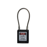 鋼線安全掛鎖（黑色）LOCKOUT上鎖掛牌掛鎖 安全鎖具 14689 - 黑色Φ3.2mm×150mm