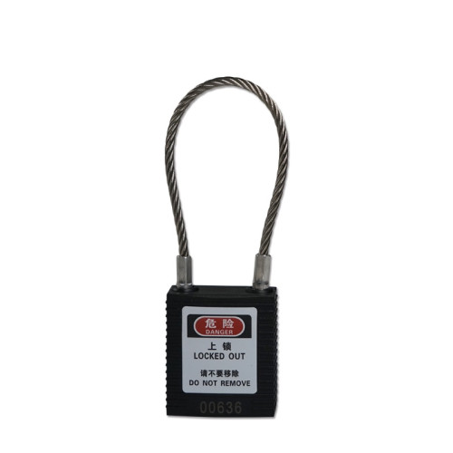 鋼線安全掛鎖（黑色）LOCKOUT上鎖掛牌掛鎖 安全鎖具 14689 - 黑色Φ3.2mm×150mm