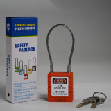 鋼纜線安全掛鎖（橘色）細樑安全掛鎖 小鎖孔安全掛鎖 14690 - 橙色Φ3.2mm×150mm