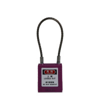 鋼線安全掛鎖（紫）LOCKOUT掛鎖 小鎖孔專用掛鎖 14691 - 紫色Φ3.2mm×150mm