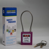 鋼線安全掛鎖（紫）LOCKOUT掛鎖 小鎖孔專用掛鎖 14691 - 紫色Φ3.2mm×150mm