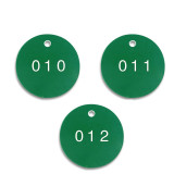 圓形塑膠號碼吊牌（100個裝）φ29mm 綠/白 編號001-100 14769 - 綠白Φ29mm