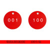圓形塑膠號碼吊牌（100個裝）紅/白 編號001-100 φ29mm 14774 - 紅白Φ29mm