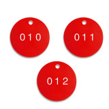 圓形塑膠號碼吊牌（100個裝）紅/白 編號001-100 φ29mm 14774 - 紅白Φ29mm