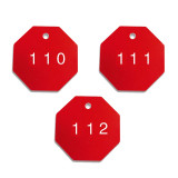 八邊形塑膠號碼編號吊牌（100個裝）φ31.8mm 紅色/白色 編號101-200 14866 - 紅白Φ38.1mm