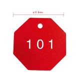 八邊形塑膠號碼編號吊牌（100個裝）φ31.8mm 紅色/白色 編號101-200 14866 - 紅白Φ38.1mm