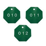 八邊形塑膠號碼編號吊牌（100個裝）φ31.8mm 綠色/白色 編號001-100 14868 - 綠白Φ38.1mm