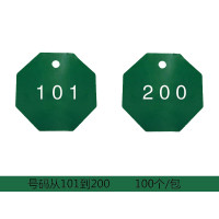 八邊形塑膠號碼編號吊牌（100個裝）φ31.8mm 綠色/白色 編號101-200 14869 - 綠白Φ38.1mm