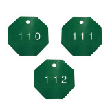 八邊形塑膠號碼編號吊牌（100個裝）φ31.8mm 綠色/白色 編號101-200 14869 - 綠白Φ38.1mm