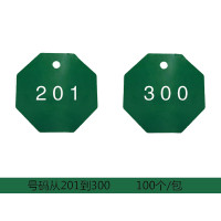 八邊形塑膠號碼編號吊牌（100個裝）φ31.8mm 綠色/白色 編號201-300 14870 - 綠白Φ38.1mm
