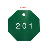 八邊形塑膠號碼編號吊牌（100個裝）φ31.8mm 綠色/白色 編號201-300 14870 - 綠白Φ38.1mm