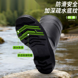 高筒雨鞋（46碼）黑色 PVC塑膠雨鞋雨靴 戶外防水防滑雨靴 抗洪搶險雨鞋 勞保用品 13818 - 黑色46