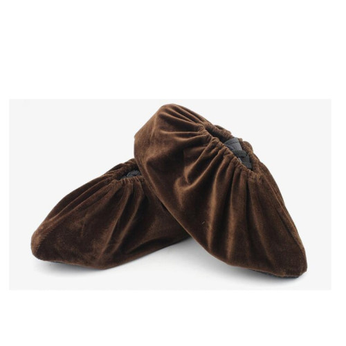 絨布防滑底鞋套（10雙裝）棕色 加厚絨布鞋套 可重複使用布鞋套 機房潔淨鞋套 13750 - 棕色絨布