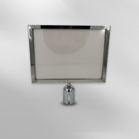 不銹鋼隔離柱插牌 圍欄 隔離柱商場一米線排隊圍欄廣告牌展示牌 A4橫插銀色 1B00001 - 銀色