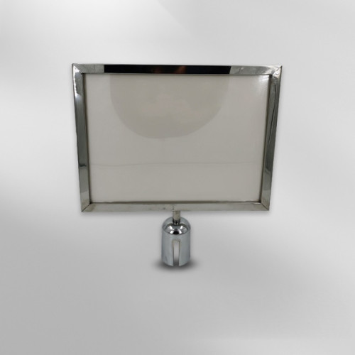 不銹鋼隔離柱插牌 圍欄 隔離柱商場一米線排隊圍欄廣告牌展示牌 A4橫插銀色 1B00001 - 銀色