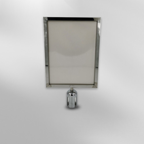 不鏽鋼隔離柱插牌 圍籬 隔離柱商場一公尺線排隊圍籬廣告牌展示牌 A4豎插銀色 1B00148 - 銀色