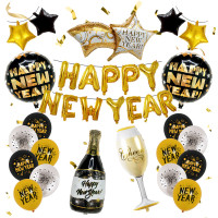 新年派對裝飾鋁膜氣球套裝 - 套餐二 | 18 寸酒瓶酒杯造型 | 跨年氣氛烘托 | 聚會裝飾必備