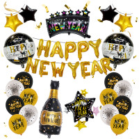 新年派對裝飾鋁膜氣球套裝 - 套餐三 | 18 寸酒瓶酒杯造型 | 跨年氣氛烘托 | 聚會裝飾必備