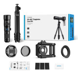 APEXEL 手機20-60X超長焦變焦鏡頭套裝 | 戶外觀鳥/賞花/演唱會遠攝| 附三腳架+通用夾子 | ≤4%低畸變