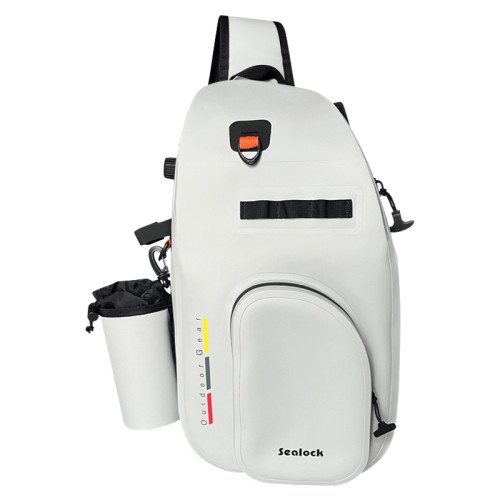 Sealock E1102 路亞戰術釣魚裝備背包 - 淺灰色 |  高強度密封防漏 | 鱼竿卡槽專屬位 | 透氣加寬肩帶 | 雙向不銹鋼拉鏈