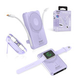 XPower M10C+ 6合1多功能數顯10000mAh 20W 磁吸無線移動電源(3C認證) - 紫色 | 雙內置充電線 | N54強力釹磁鐵 | Magnetic無線快充(15W) | 香港行貨