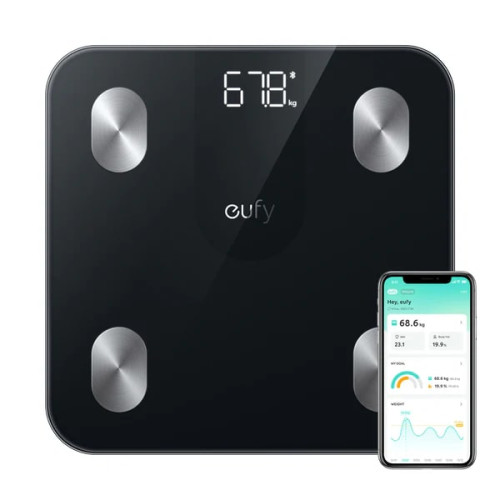 Anker T9120K11 Eufy Smart Scale A1 智能體重體脂磅 - 黑色 | 12 種身體健康指標 | 4個高精準感應器 | 香港行貨