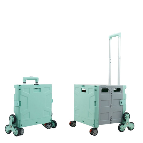 48L可折疊爬梯萬向輪買餸車 - 茶綠灰 | 靜音耐磨 | 多路況適配 | 大容量家用