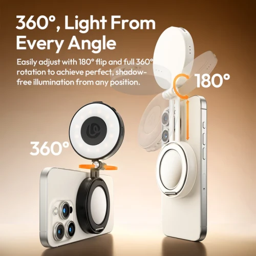 ULANZI LM23 手機磁吸補光燈二代 - 白色 | 雙色溫可調｜內置補妝鏡 | 400mAh電池｜支援邊充邊用 | 香港行貨