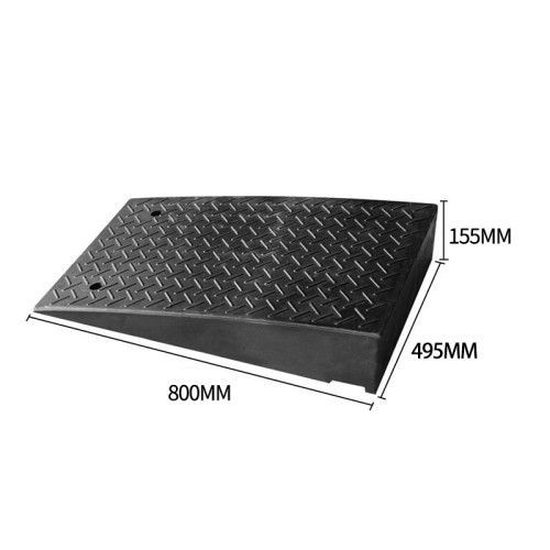 橡膠汽車貨車路沿爬坡墊 - T型16cm高-全黑 | 馬路上坡爬坡墊 | 耐磨抗壓 | 防滑設計 | 495*800*155mm